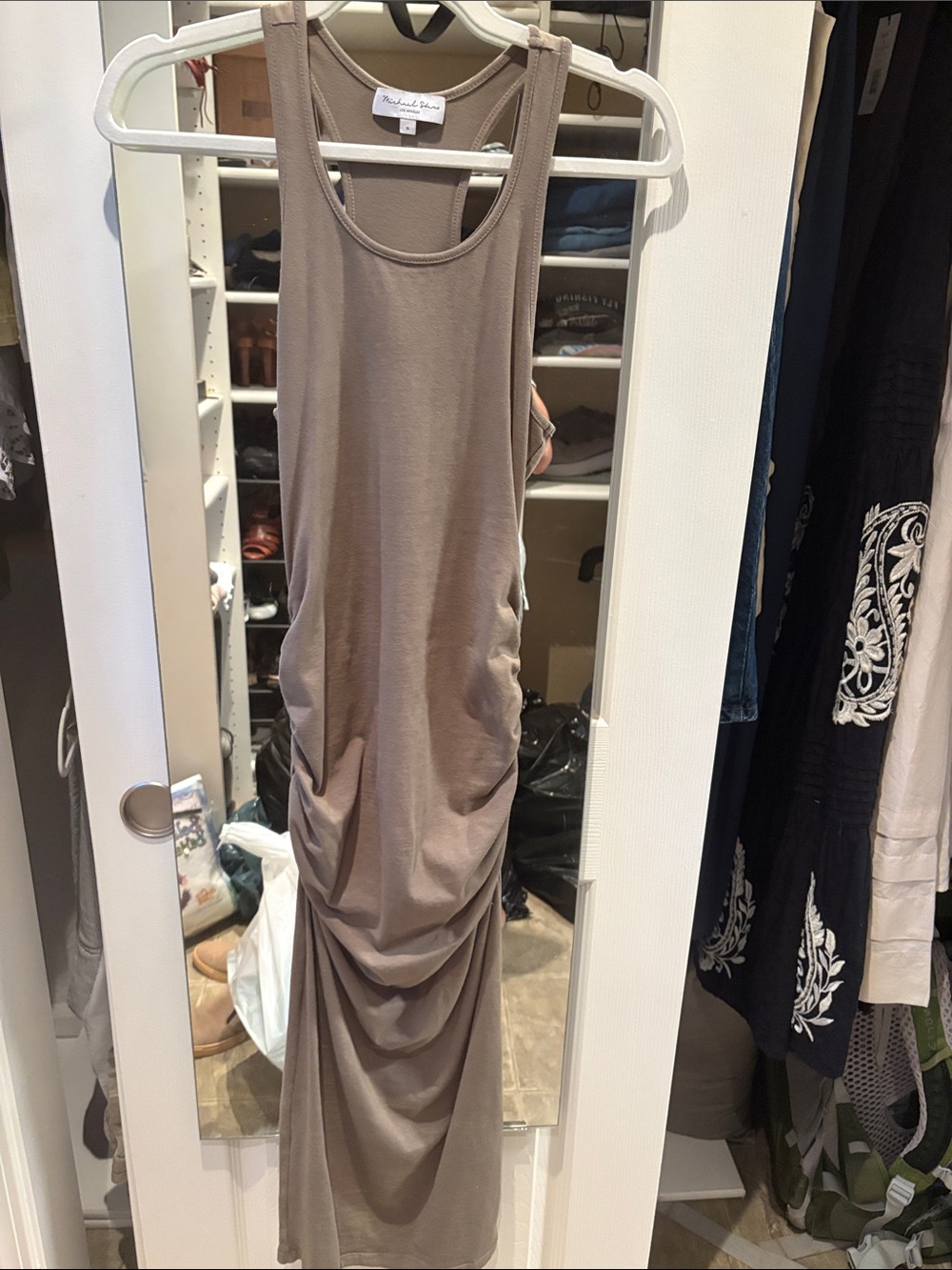 Michael stars Sleeveless Maxi Dress with Side Ruching